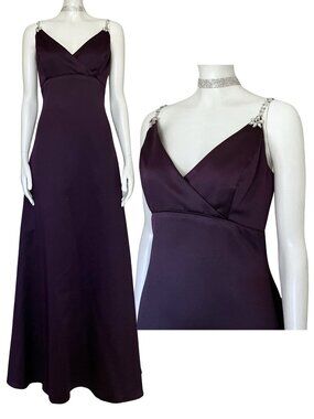 Vintage Y2K Purple A Line Prom Formal Dress. Size 10. Beaded Straps Whimsigoth